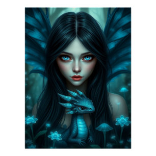 Póster Arte Fada De Dragão Brilhante