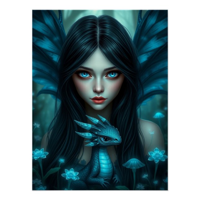 Póster Arte Fada De Dragão Brilhante (Frente)