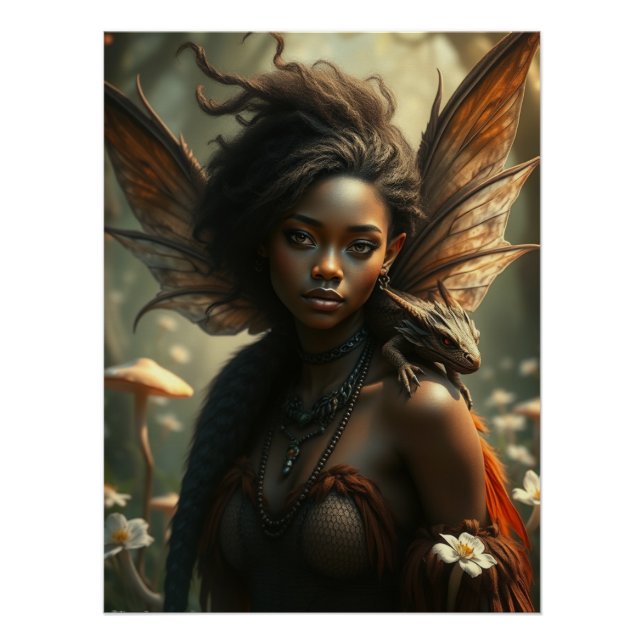Póster Arte Fada De Dragão Brilhante (Frente)