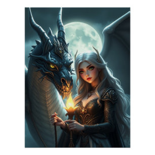 Póster Arte Fantasia do Dragão Místico