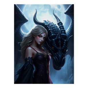 Póster Arte Fantasia do Dragão Místico