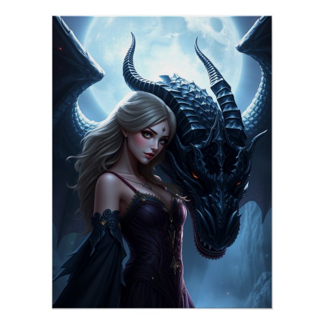 Póster Arte Fantasia do Dragão Místico (Frente)
