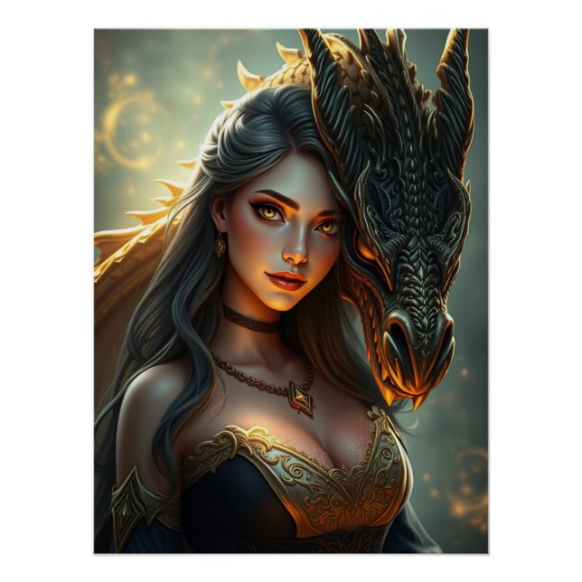 Póster Arte Fantasia do Dragão Místico (Frente)