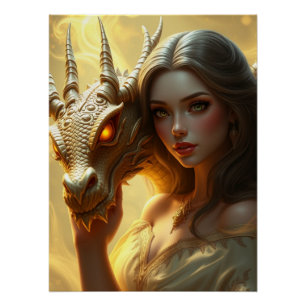 Póster Arte Fantasia do Dragão Místico