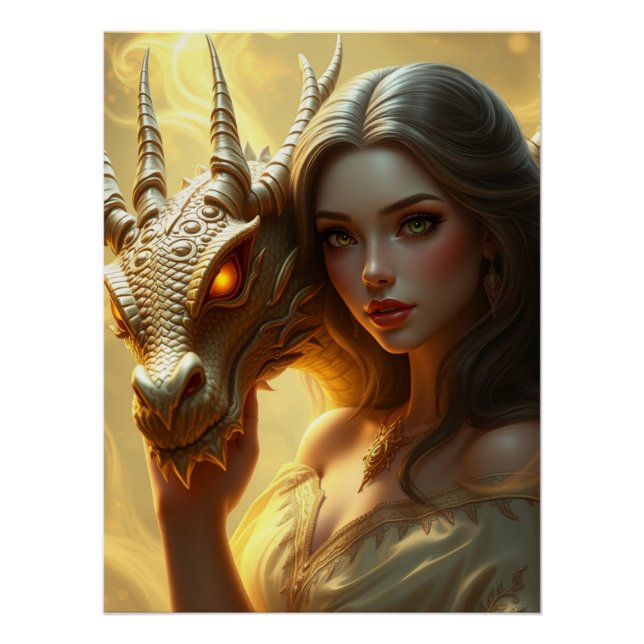 Póster Arte Fantasia do Dragão Místico (Frente)
