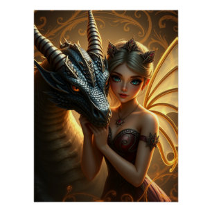 Póster Arte Fantasia do Dragão Místico