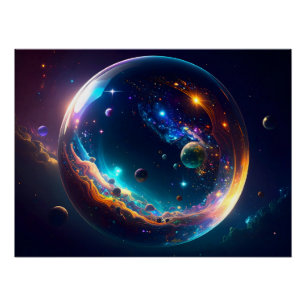 Póster Arte Fantasia Galáxia Bolha Cósmica