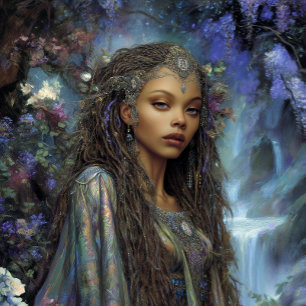 Poster Arte Fantasia Menina Negra Rainha Negra Deusa