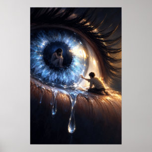 Poster Arte Fantasia Olho Azul Surrealista