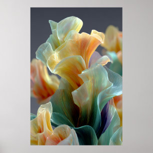 Poster Arte Fantasia Pétalas de Vidro Arco-Íris Pastel Ir