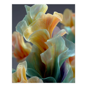Póster Arte Fantasia Pétalas de Vidro Arco-Íris Pastel Ir