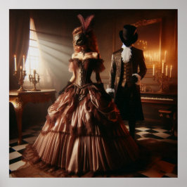 Poster Arte Fantasia Steampunk Vitoriana Máscara