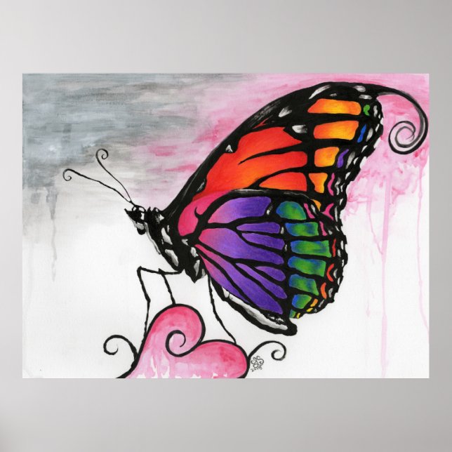 Póster Arte Fantástica Original do Rainbow Monarfly (Frente)