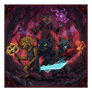 Póster Arte Fantástico de Animal Guerreiro Elétrico