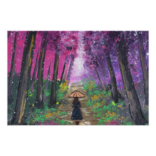 Póster Arte feita à mão - caminhando sozinho
