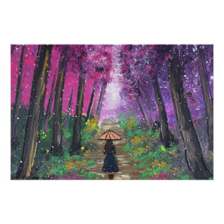 Póster Arte feita à mão - caminhando sozinho
