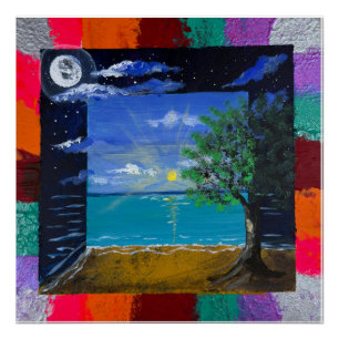 Póster Arte feita à mão - Dia e Noite 