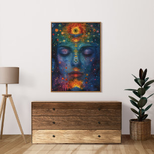 Poster Arte Feminina Espiritual Colorida com Terceiro Olh
