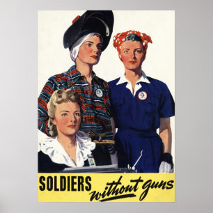 Poster Arte Feminista de Soldados da Segunda Guerra Mundi