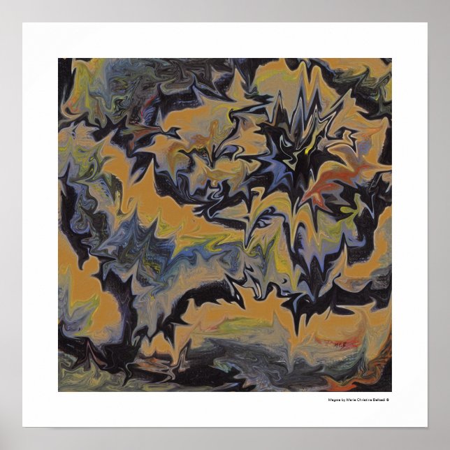 Póster Arte Fino Pop Abstrato Legal Retro Azul Escuro Ama (Frente)