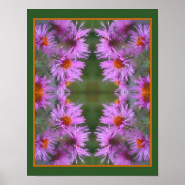 Poster Arte Flor de Astras Rosa Selvagens (Frente)