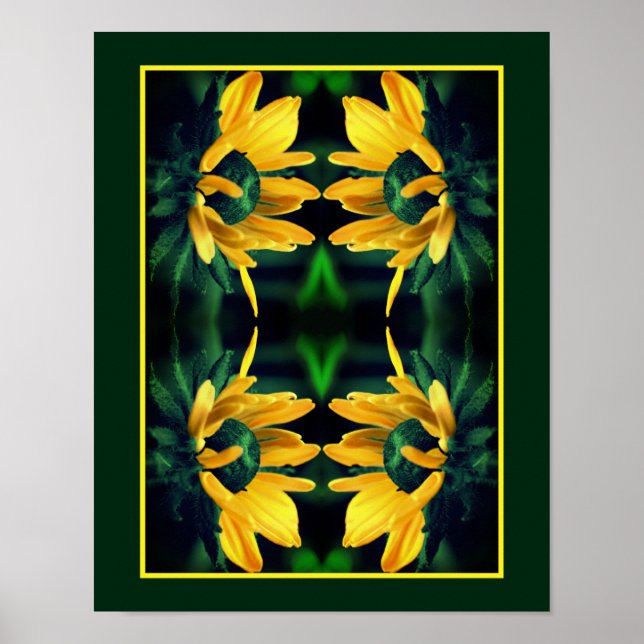 Poster Arte Flor Verde Negra Susan Abstrato (Frente)