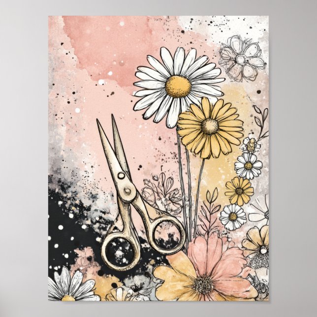 Poster Arte Floral Abstrata em Aquarela (Frente)