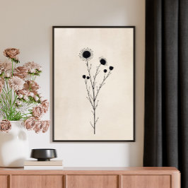 Poster Arte Floral Abstrata Minimalista Vintage