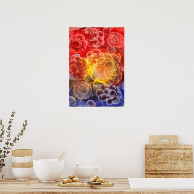 Poster Arte Floral Abstrata Pintada à Mão  (Cozinha)