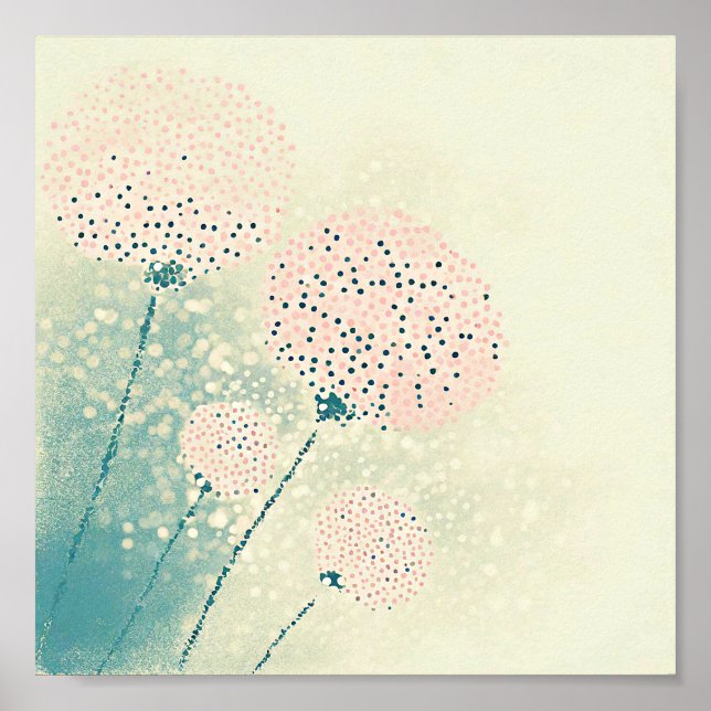 Poster Arte floral abstrata rosa (Frente)