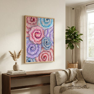 Poster Arte Floral Abstrato Colorido com Redemoinhos de R