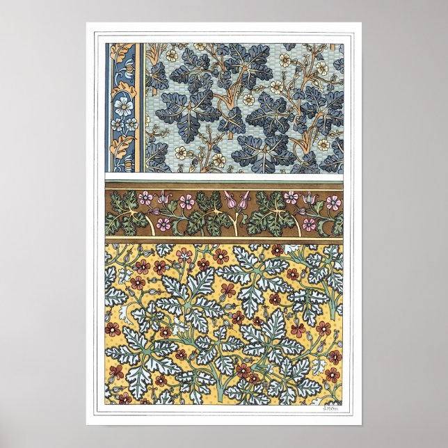 Póster Arte Floral Antiga Moderna Flores de Gerânio Selva (Frente)