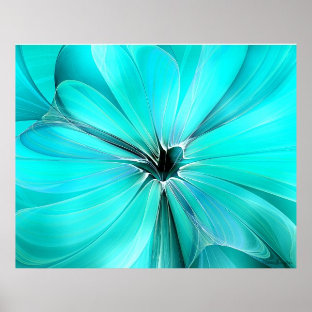 Poster Arte Floral Azul Cristalino (Frente)