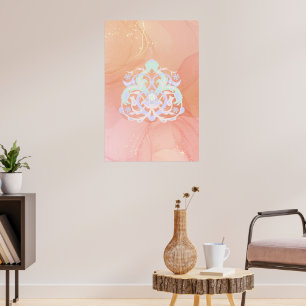 Poster Arte Floral Azul Verde Alegre