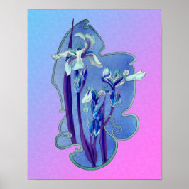 Poster Arte Floral Blue Irises