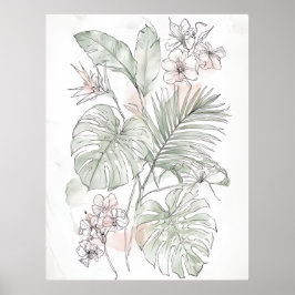Poster Arte Floral Calma e Folhas na Parede – Presente pa