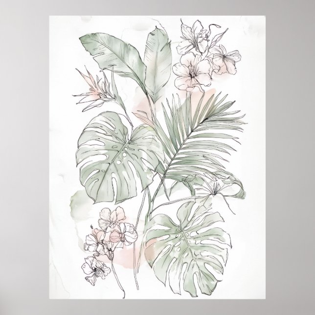Poster Arte Floral Calma e Folhas na Parede – Presente pa (Frente)