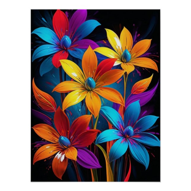 Póster Arte Floral Colorida Abstrata Vibrante-32908 (Frente)