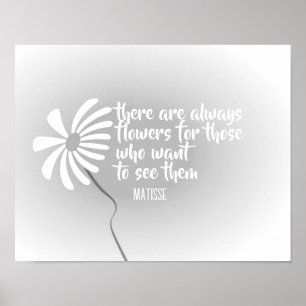 Poster arte floral com citação de Matícia cinza e branco