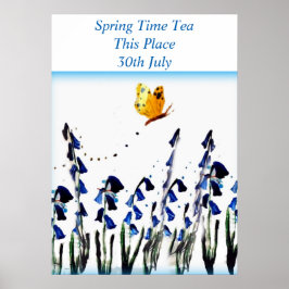 Poster Arte floral da borboleta Bluebells