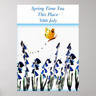 Poster Arte floral da borboleta Bluebells