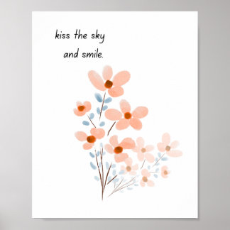 Poster Arte Floral De Aquarela Com Cotação