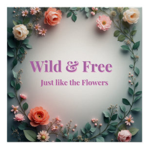 Póster Arte Floral de Linha Selvagem e Livre Design Min