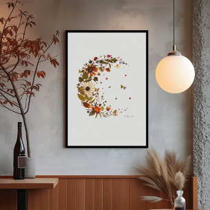 Poster Arte Floral de Lua Crescente Pressionada