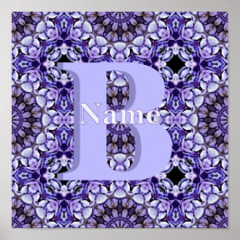 Poster Arte Floral de Nome Inicial Monograma Personalizad