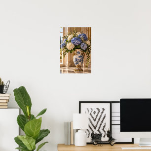Poster Arte Floral de Parede de Hortênsia Azul Vintage El
