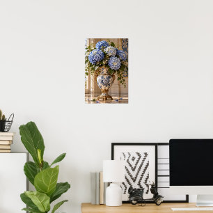 Poster Arte Floral de Parede de Hortênsia Azul Vintage El