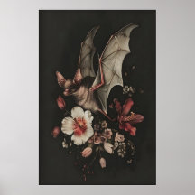 Arte Floral de Parede de Morcego Imprimível Dark G
