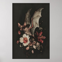 Poster Arte Floral de Parede de Morcego Imprimível Dark G