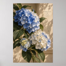 Arte Floral de Parede em Azul Vintage de Hortênsia